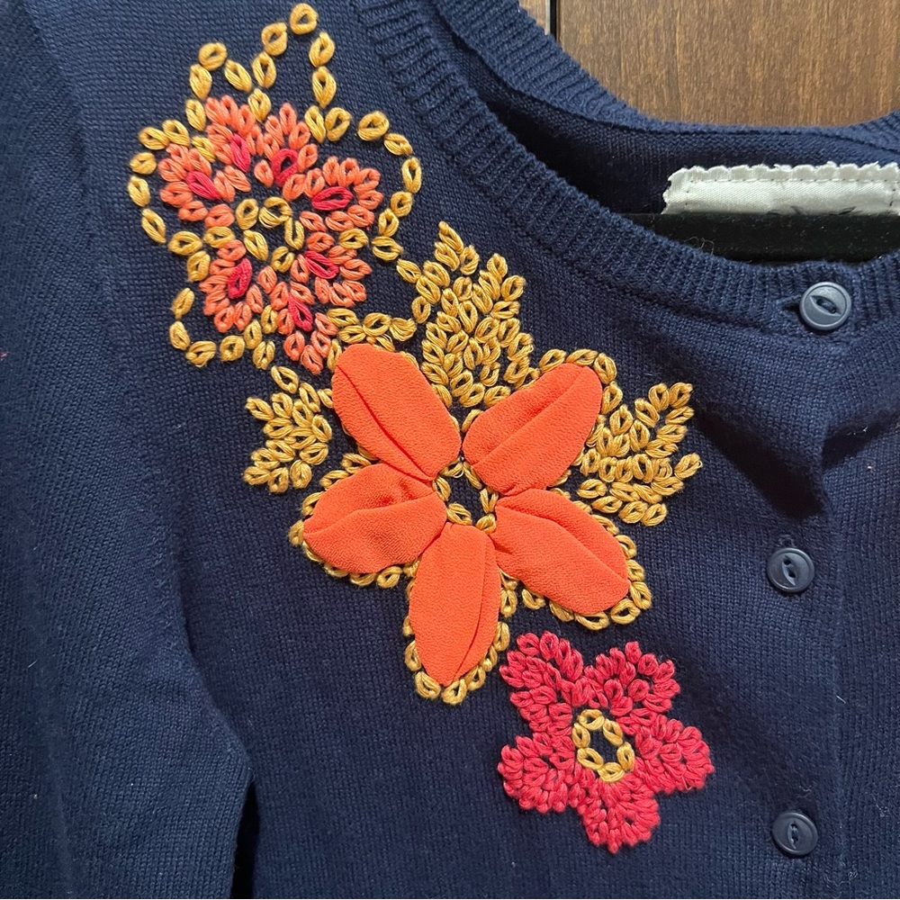 Anthropologie Tabitha Posey Patch Cardigan with Floral Embroidery - Picture 4 of 7